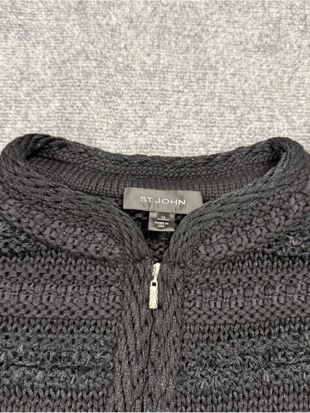 St. John Black  knit sweater jacket Size 12